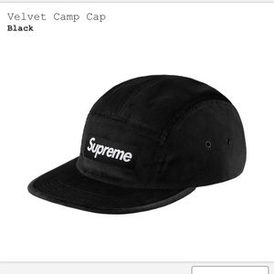 Supreme black velvet camp cap